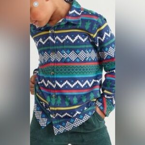 Hanna Andersson Button Down Shirt Colorful Holiday Winter Solstice Fair Isle 5